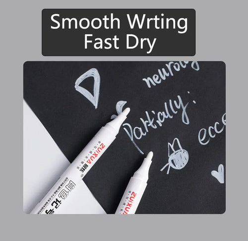 1/3/5 Pcs White Marker Pens 2.0mm Oily Waterproof White Gel Pen DIY Graffiti Sketching Markers Stationery Wrting School Supplies