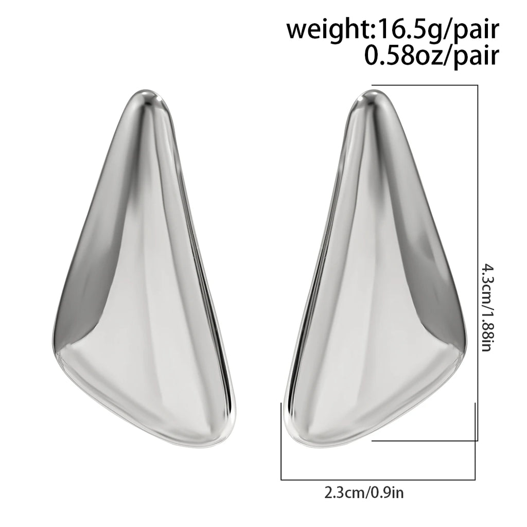 Ingemark Vintage Smooth Metal Triangle Stud Earrings Women Trend Goth Geometric Piercing Earrings Ear Jewelry Accessories Gift