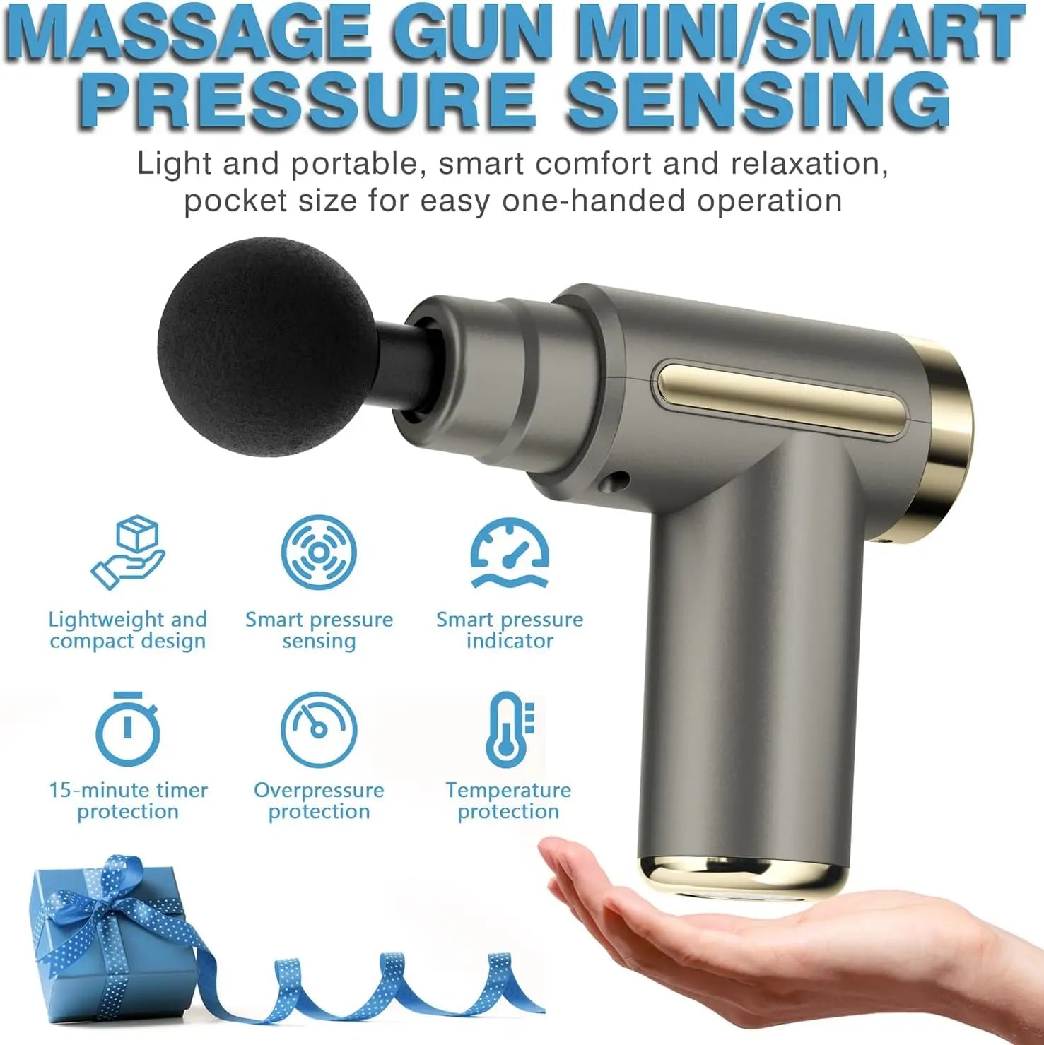 Electric Handheld Percussion Massage Gun Deep Tissue Muscle Massager Ultra Compact Elegant High Torque Body Massage Device Easy Control Relieve Neck Back Muscle Pain Portable Massage Gun Gifts For Men Women