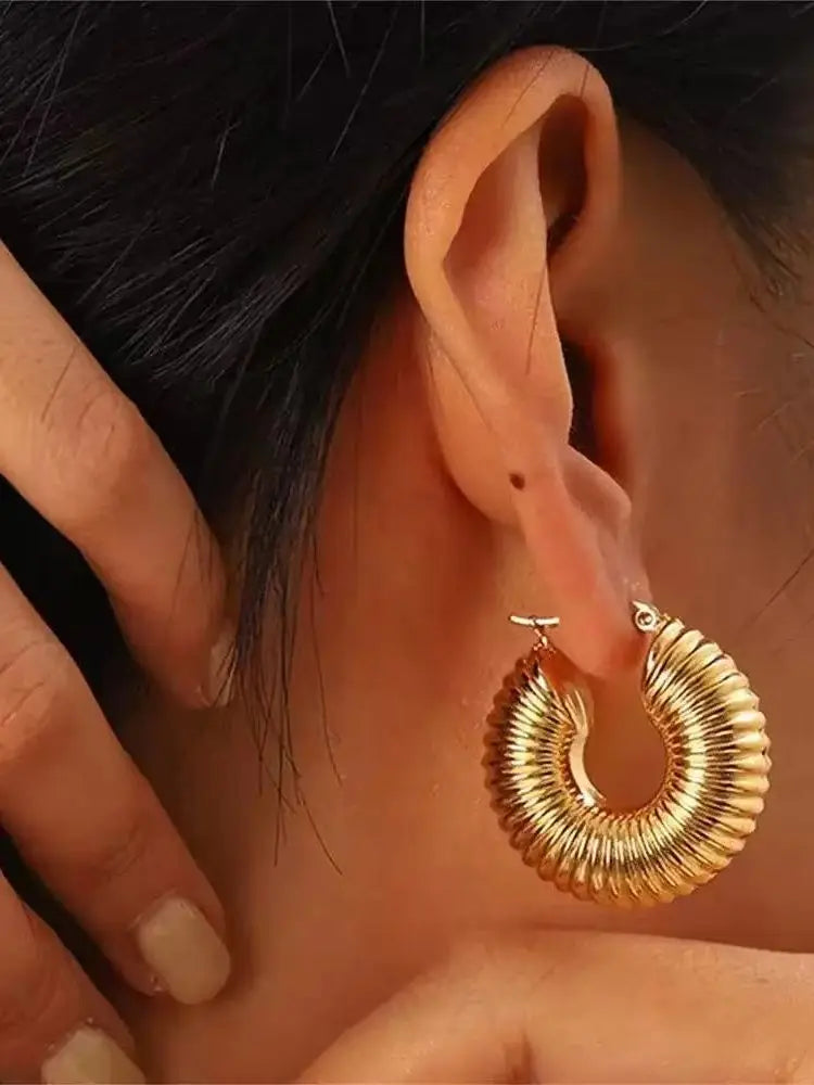 6PCS Simple Fashion Geometric Statement Women's Party Daily Wear Fashion Jewelry CCB Hollow Earrings