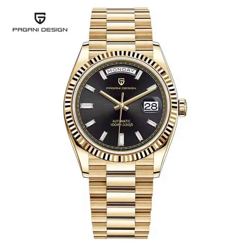 PAGANI DESIGN New Week Calendar Type Watch Japan Movt Waterproof Mechanical Man watch 316L All Steel Luxury Luminous Men watch