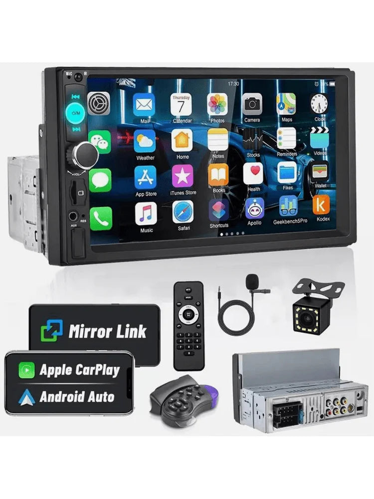 Quality 7inch Single 1Din Touch Screen Car Stereo Radio With Handle Remote Control Camera For Apple/Android CarPlay Bluetooth