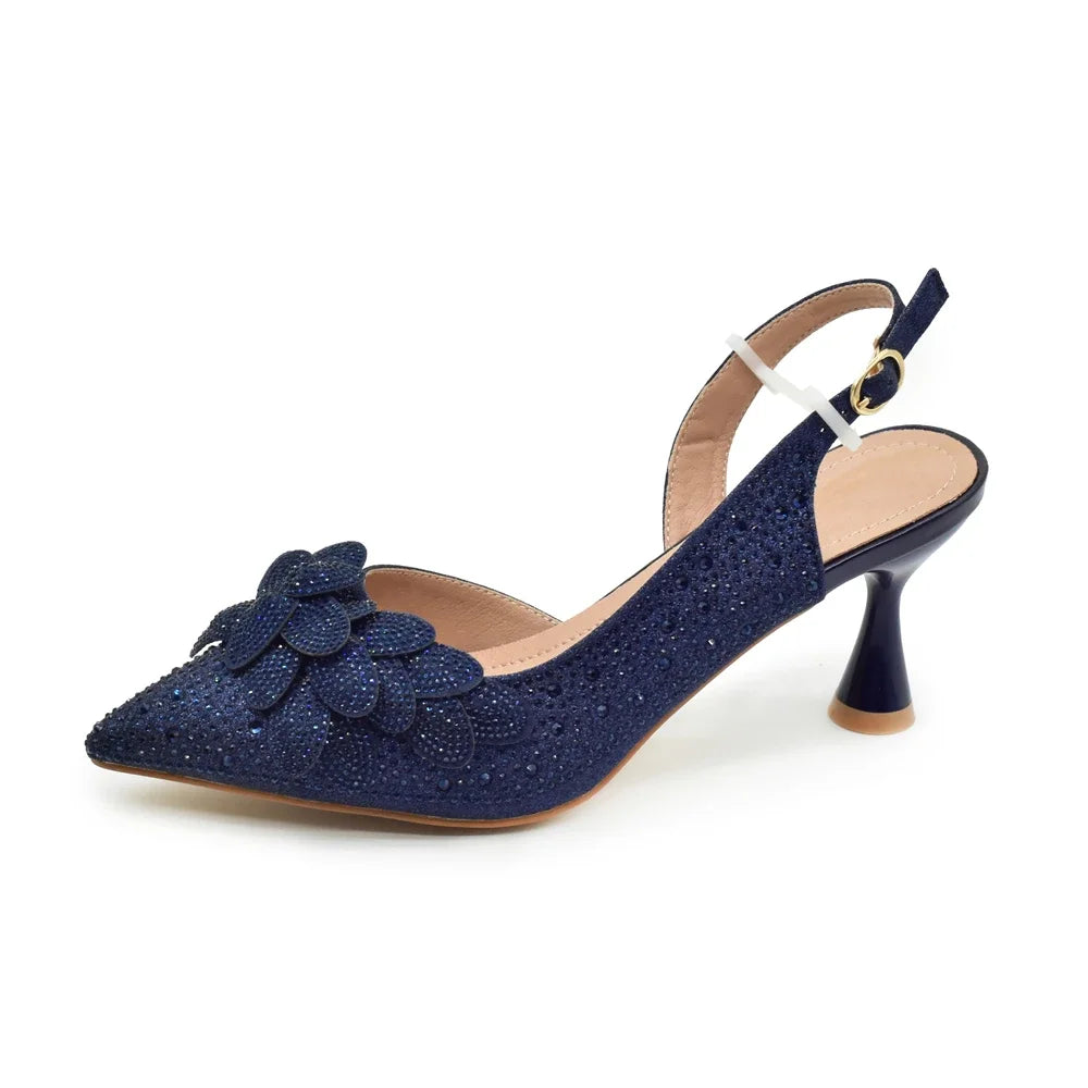New Arrival Party Shoe and Bag Set for Women Italy Full Diamonds High Heels Luxury Woman Pumps Matching Italian Shoe and Bag Set