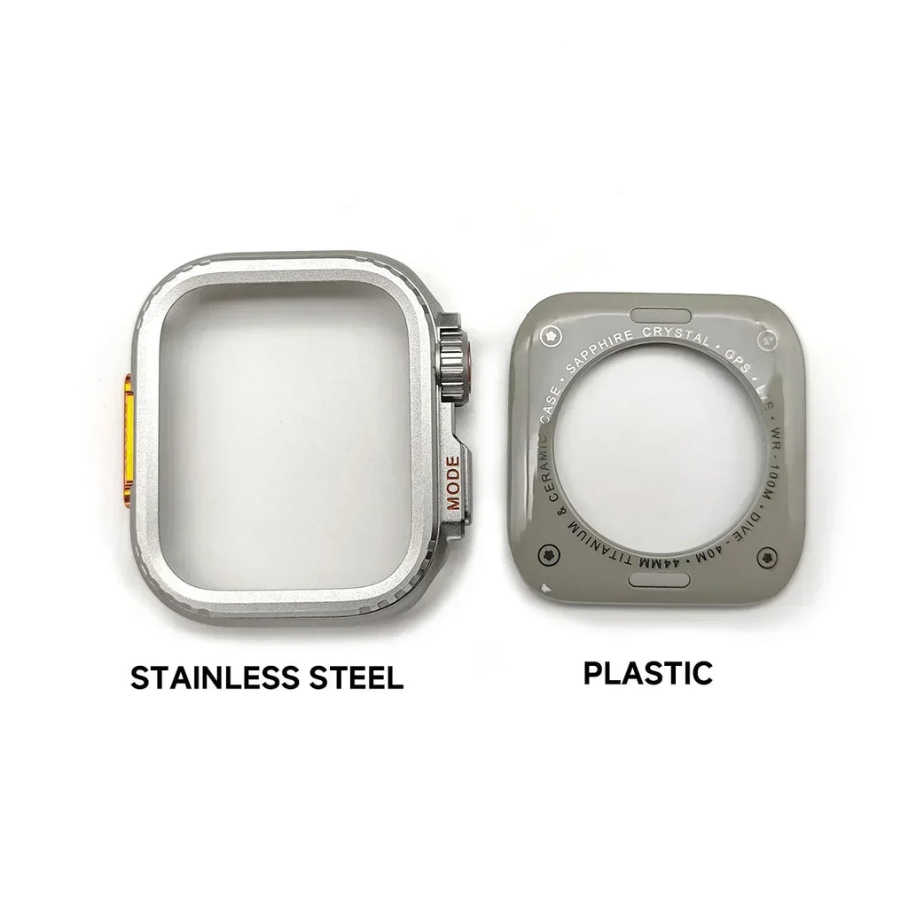 45MM 44MM Metal Watch Case For Apple Watch Series 9 8 7 5 6 4 SE 45mm Sport Change To Ultra Protection Bumper Cover