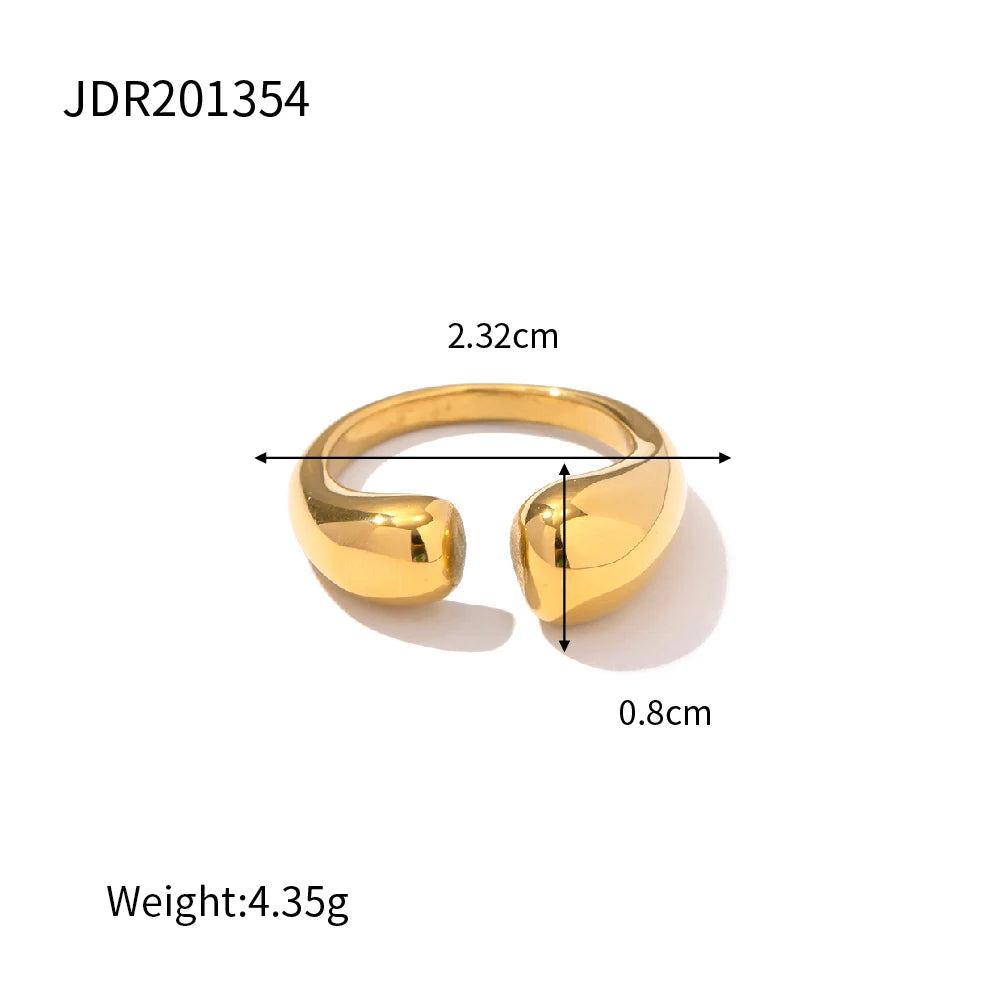 Uworld Fashion Stainless Steel Waterproof Open Ring Personality Charms PVD Real Gold 18K Plated Trendy Jewelry for Women