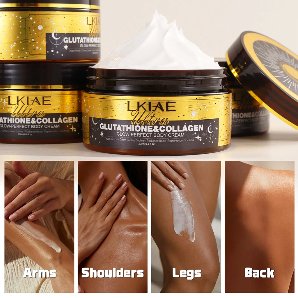 LKIAE Ultra Glutathione Collagen Skin Glowing Body Cream, 24-Hour Intense Hydration, Anti Hyperpigmentation, Brightening, 200ml