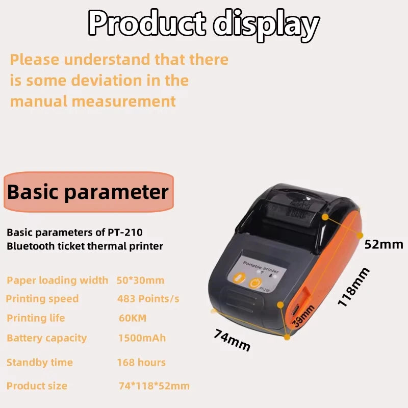 GOOJPRT 58mm Mini Thermal Receipt Printer Portable Inkless Bluetooth Ticket Bill POS Printer For Business Printing Wholesale