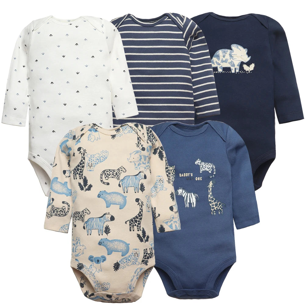 Spring Autumn Baby Bodysuits 3/4/5PCS Long Sleeve Baby Boy Girl Clothes 100% Cotton Newborn Body Infant 0-24Month Bebe Jumpsuit