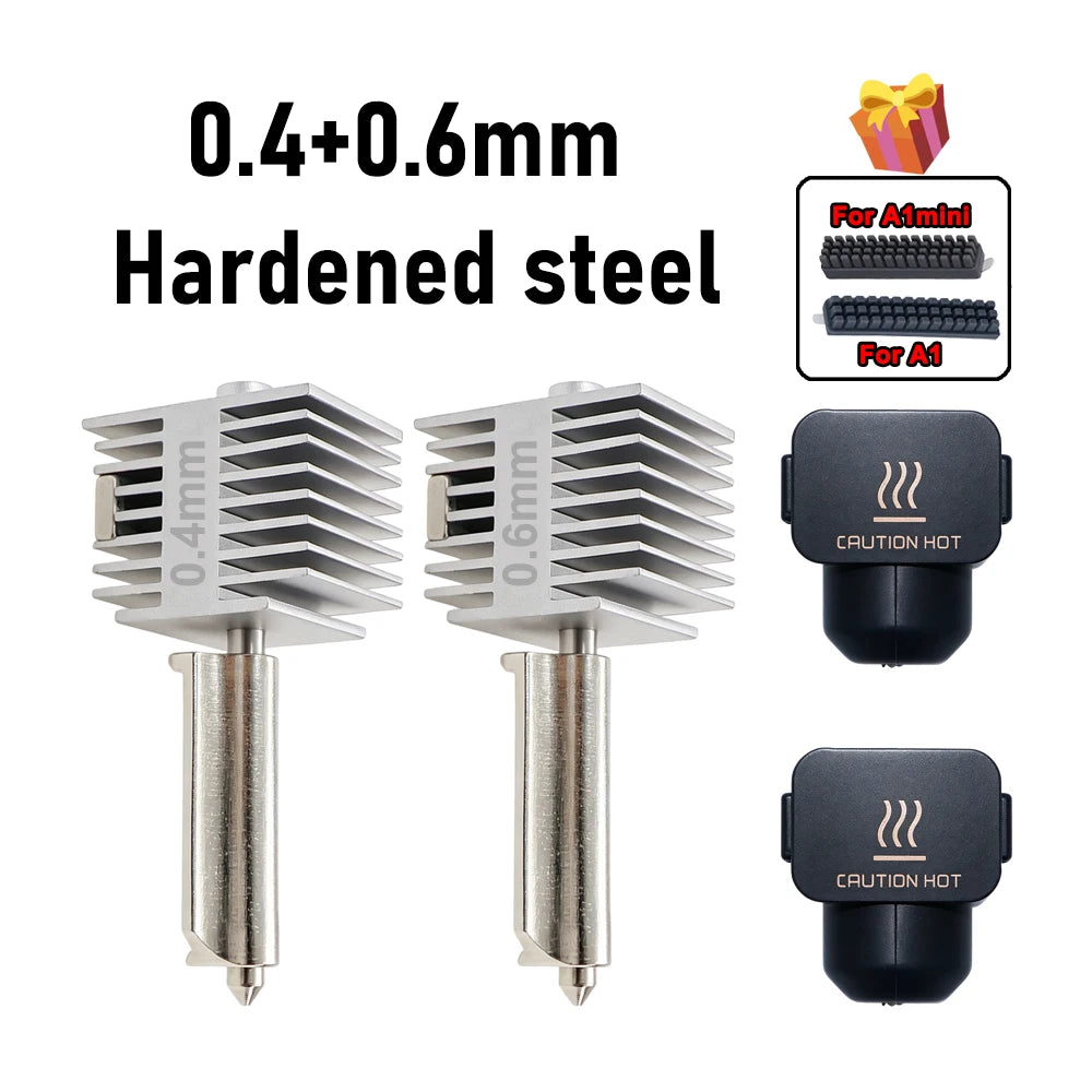 Upgraded Hotend Kit For Bambu Lab A2L/A1/A1 Mini All-in-one Hot End Assembly 0.2/0.4/0.6/0.8mm Hardened Steel Nozzle 3D Printer