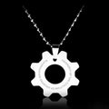 Punk War Machine Pendant Necklace for Men Sport Stainless Steel Reaction Furnace Keychain Metal Slivery Cool Jewelry Accessories