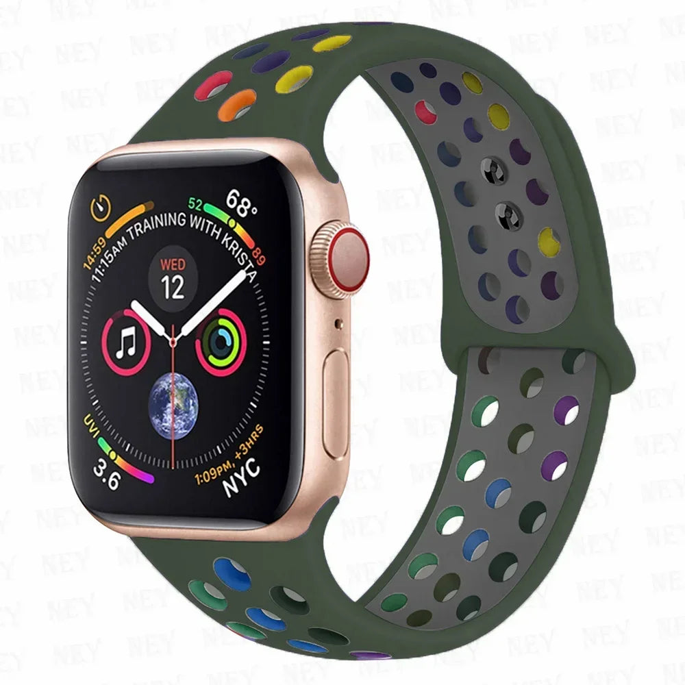 Sport Strap For Apple Watch Band 45mm 49mm 44mm 40mm 41mm 42mm Silicone bracelet correa iWatch Ultra 2 Series 9 8 SE 7 6 5 4 3