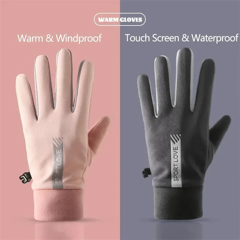 Winter Gloves Men Women Cycling Bike Non-slip Thermal Fleece Cold-Resistant Wind Waterproof Warm Outdoor Running Skiing Mittens