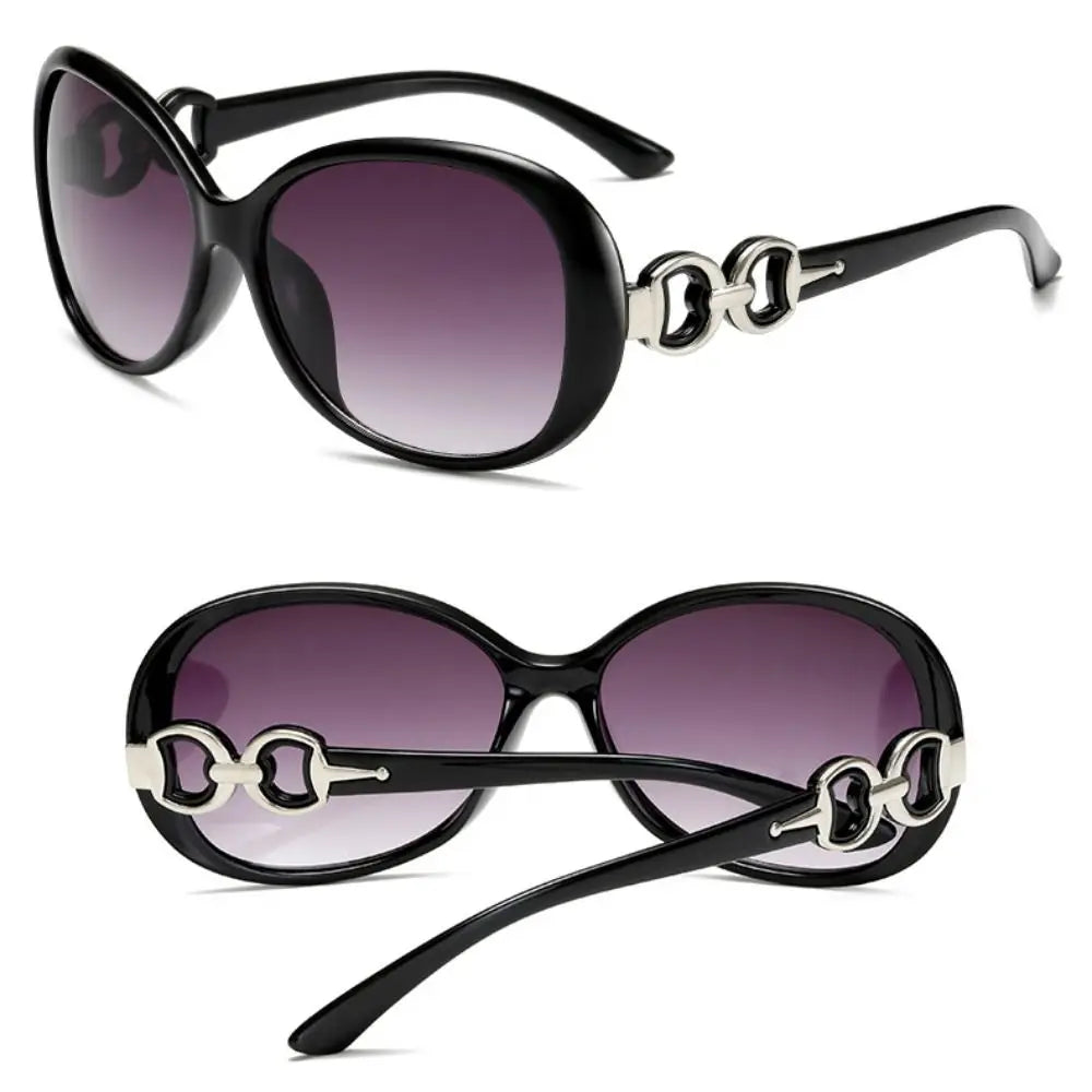 Korean Retro Sunglasses Big Frame Eyewear Travel Accessories Driving Glasses Sun-Protective Black Shades Glasses for Women