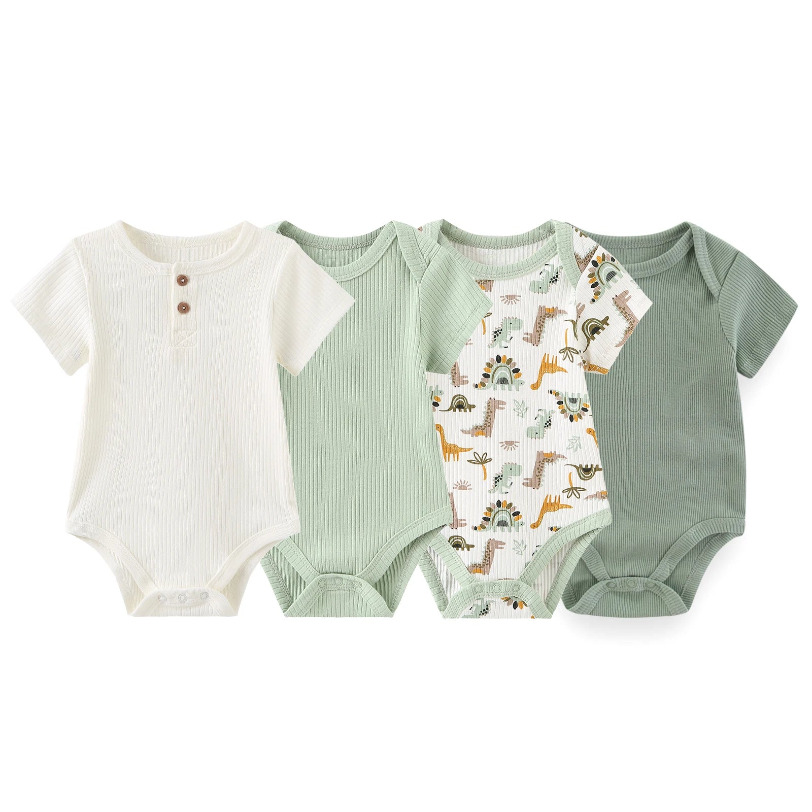 Kiddiezoom 3/4 Pcs/Lot Four Seasons Unisex Cartoon Newborn Boy Girl Bodysuits Soft Cute Infant Onesies Clothes Baby Shower Gift
