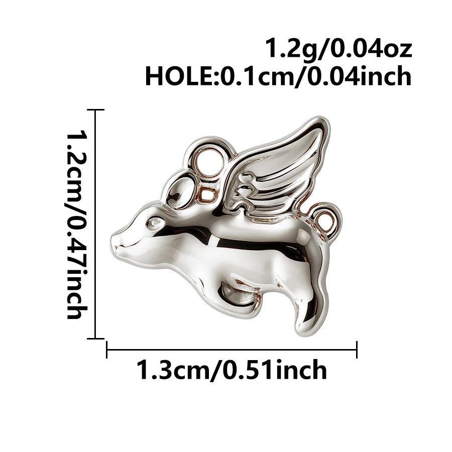 5pcs Lovely Animal Series Pendant Dog Bird Gold Plated 3D Stainless Steel Charms For DIY Jewelry Accessory in Furnace Waterproof