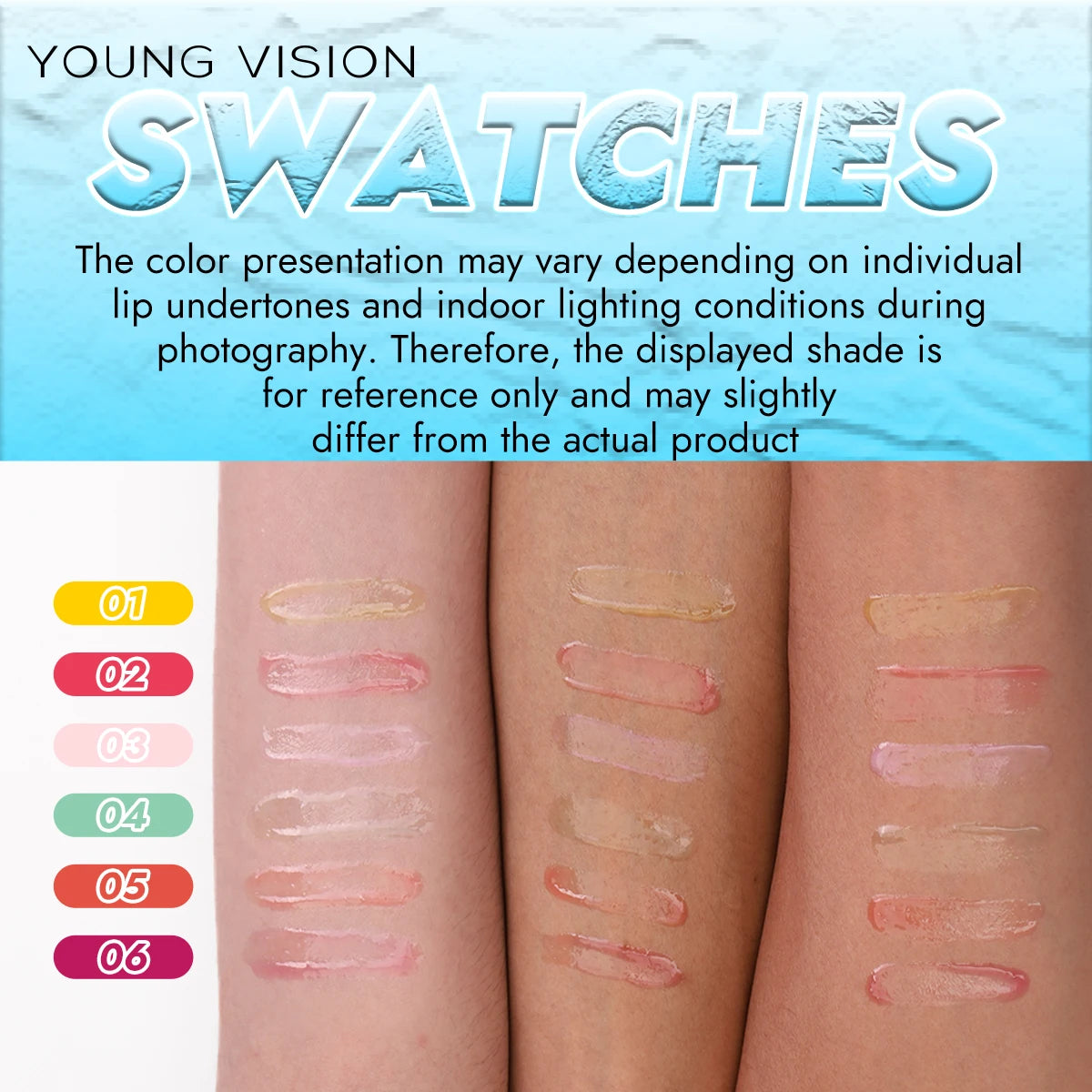 6 packs Fruit Color Changing Lip Glaze moisturizes, brightening, protects lips and fade lip lines lip gloss