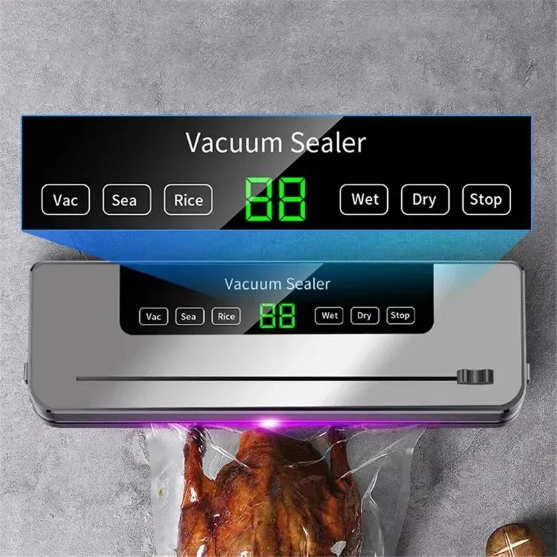 Electric Household Vacuum Sealer Machine - One Touch Operation with Built-in Cutter Kitchen Food Storage Packaging Tool