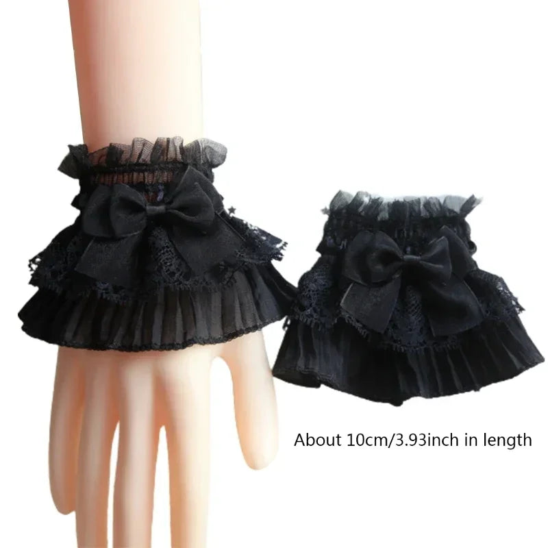 Ruffle Lace False Sleeve Sweater Lace Sleeves Detachable Wrist Cuffs Decor Steampunk Mesh Lace Horn Cuffs