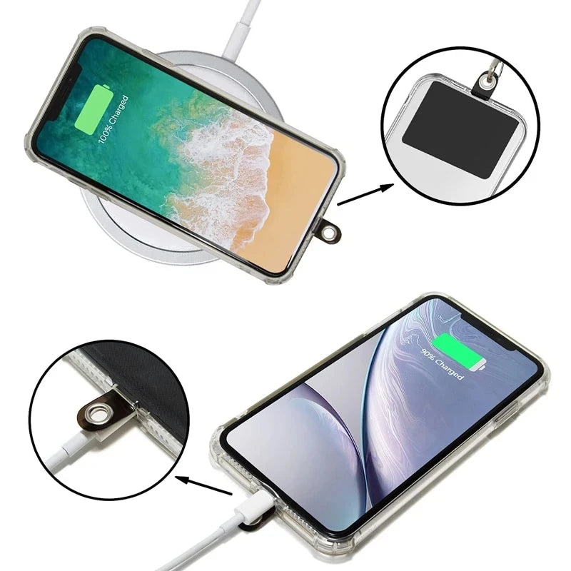 Transparent Matte Flexible Phone Lanyard XYun Mobile Phone Universal Tether Tabs Hole Hanging Strap Patches Cord Clips Gasket