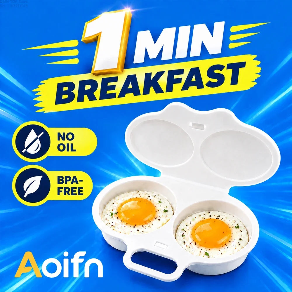 Aoifn Food Grades Plastic Microwave Egg Cooker Heat Resistant Kitchen Cooking Mold Egg Fryer Easy To Clean Steamed Egg Box