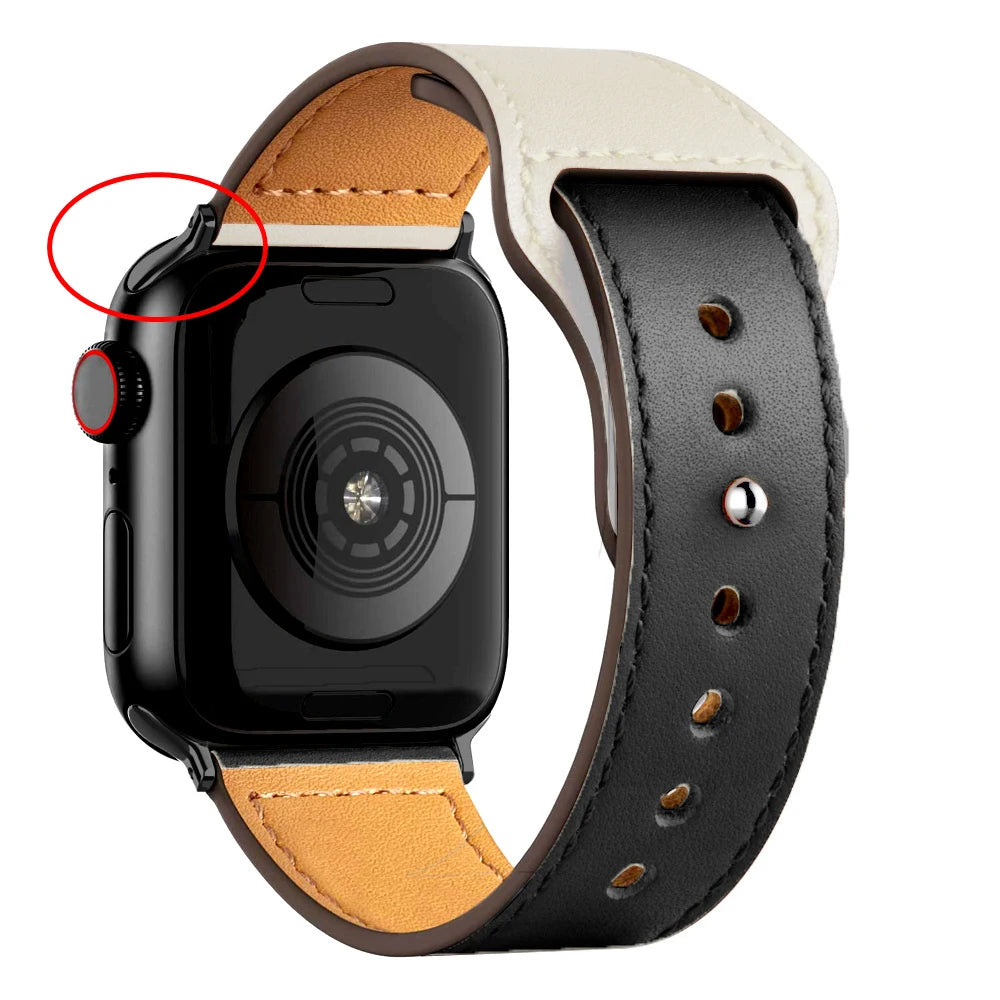 Leather band For Apple watch strap Ultra 2 49mm 44mm 40mm 38mm/42mm wrist bracelet for iWatch series 10 9 8 7 4 5 6 se 41mm/45mm