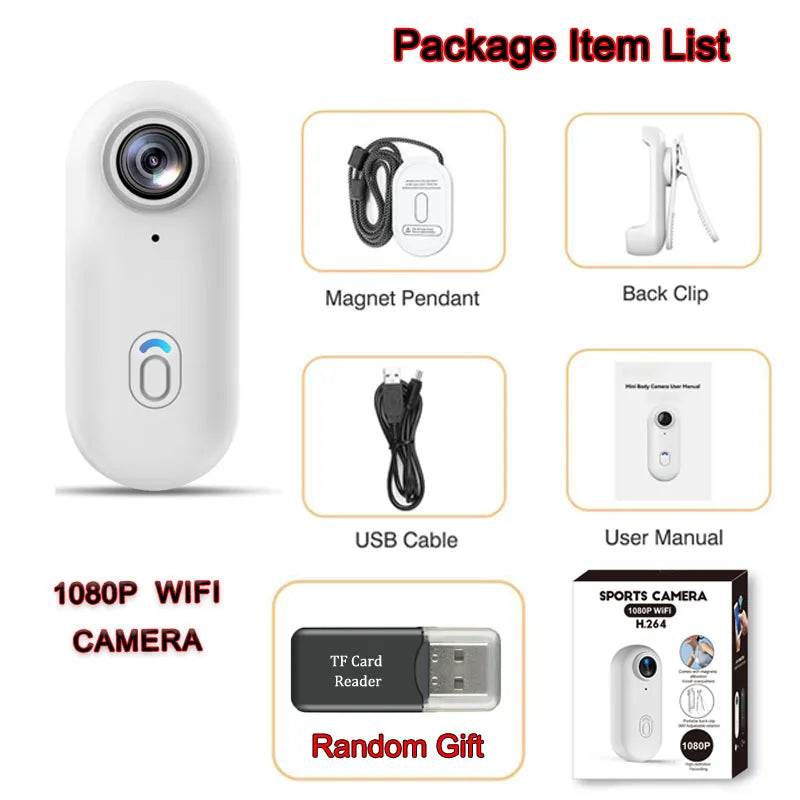 4K HD Mini Vlog Camera with WiFi Wireless Portable Action Body Cam for Sports Travel Photography Pocket Sized Video Recorder