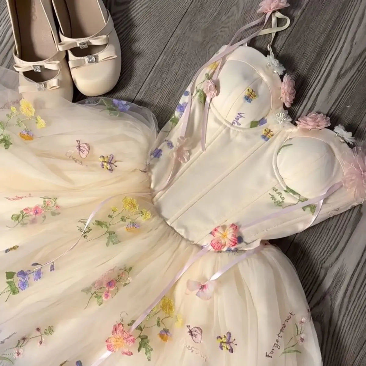 French Sweet Floral Fairy Mini Dress Summer Vacation Elegant Slim Waist Spaghetti Strap Short Dress Women Romantic Chic Outfit