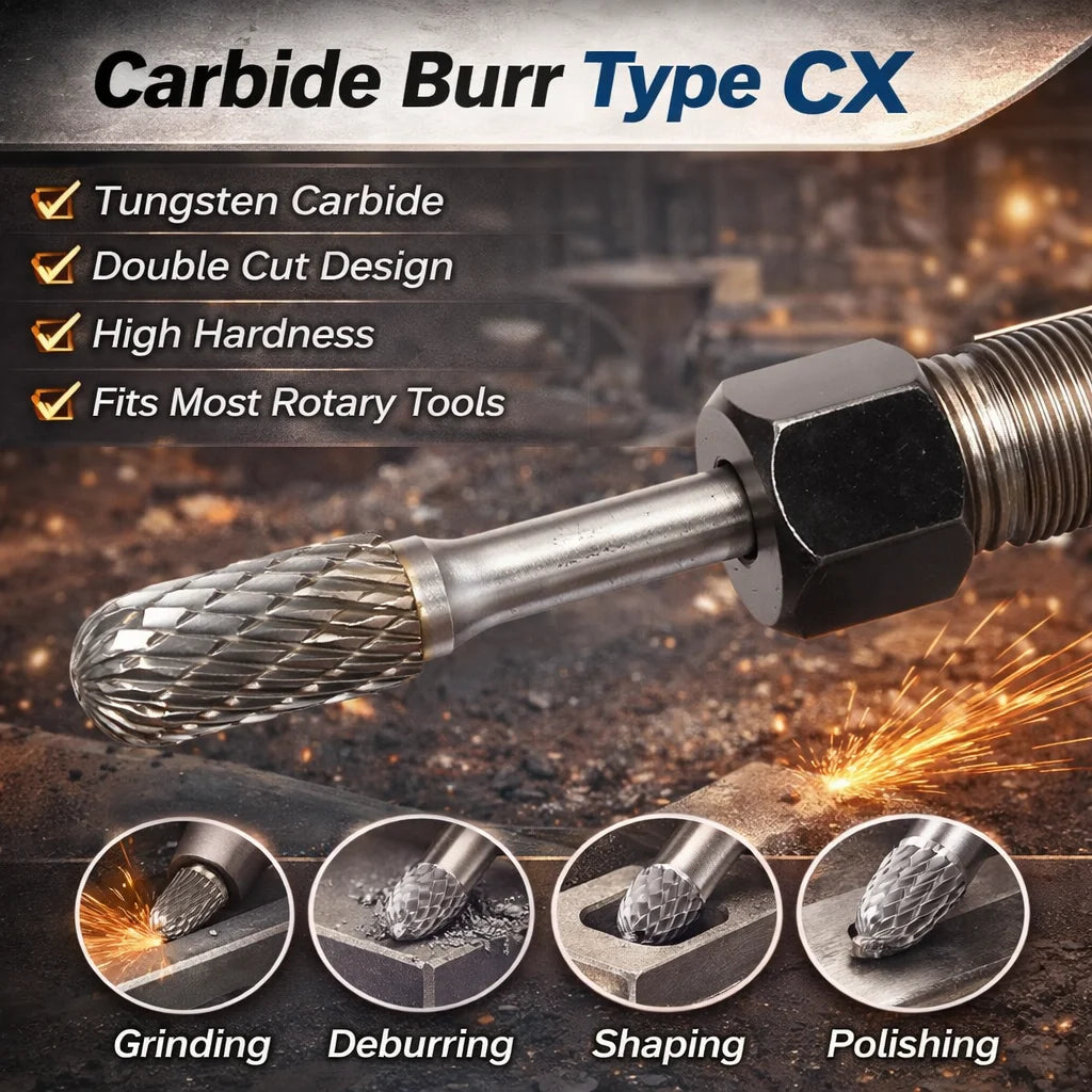 Tungsten Carbide Rotary Burr Grinding Head Ball Nose Cylinder Shank Metal Grinding Tool for Polishing Deburring and Shaping Jobs