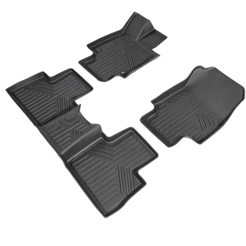 Car floor mats suitable for Toyota RAV4 (not for Hybrid or Prime) 2019–2024, 3-piece inserts for the front and second row, weatherproof custom-fit car floor mats made of TPE black