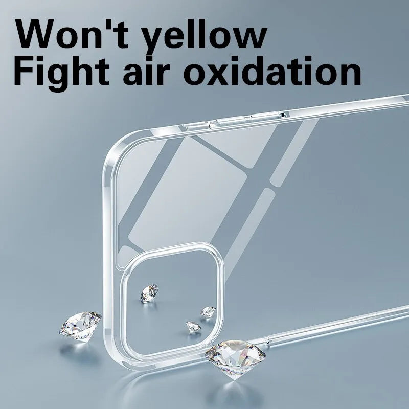 Luxury Ultra Thin Transparent Case for iPhone 18 17 16 15 11 12 13 14 Pro Max X 7 8 Plus Soft TPU Silicone Back Cover Clear Case