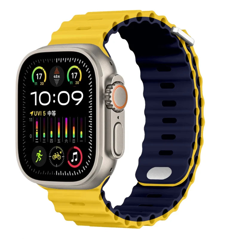 Ocean Strap For Apple Watch Ultra 3/2 Band 49mm 11 10 9 8 7 46mm 45mm 41mm Silicone Bracelet Belt iWatch 6 5 4 SE 44mm 42mm band
