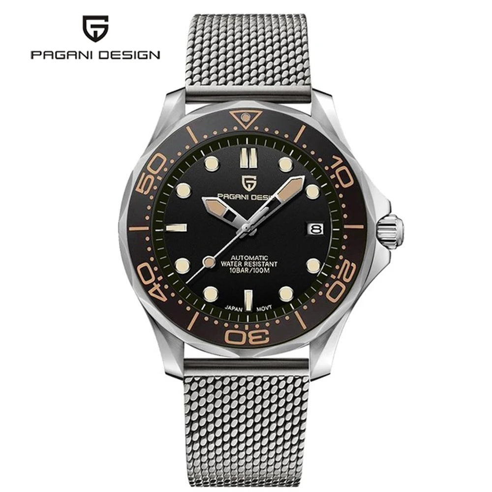 PAGANI DESIGN Men's Watches Mechanical Automatic Watch Sport Ceramic Bezel Luminous Stainless Steel Waterproof Top Watch for Men