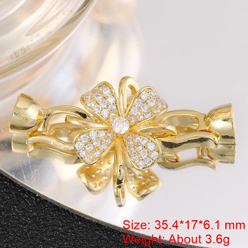 Juya 18K Gold Plated Decorative Fasteners Connector Locks Pearls Clasps Accessories For DIY Needlework Beads Jewelry Making
