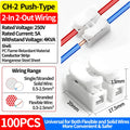 100PCS CH2 CH3 Quick Push Wire Cable Connector 2Pin 3Pin Spring Loaded Flame Retardant Cable Clamp Connection for Wiring