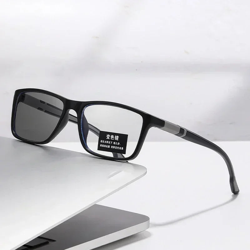 Photochromic Anti Blue Light Outdoor Sports Cycling Ultra Light High-definition Color Changing Myopia Glasses 0 -0.5 -0.75 -1.25