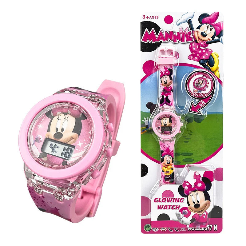 Flash Light Frozen Mickey Kids Watches For Girls Cartoon Snow White Car Children Watch Boys School Student Digitel Clock Gifts