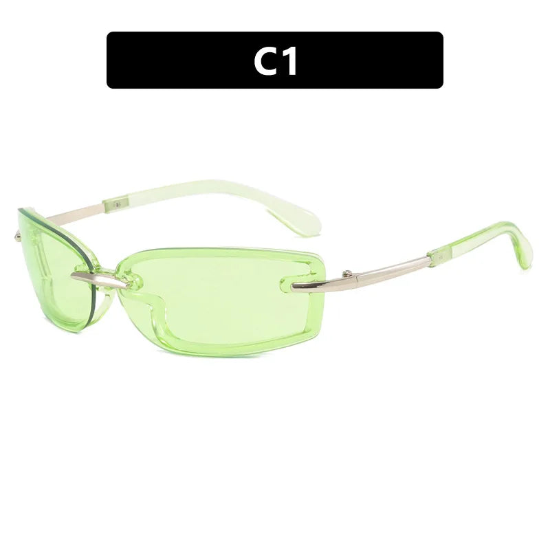Rimless Y2K Style Sunglasses Rectangle Fashion Popular Women Men Shades Square Sun Glasses for Female Male Glasses Metal Frame