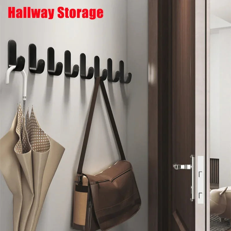 6PCS Strong Self-Adhesive J-Hooks – Waterproof Wall Hangers for Keys, Towels, Umbrellas – Kitchen & Living Room Organizer
