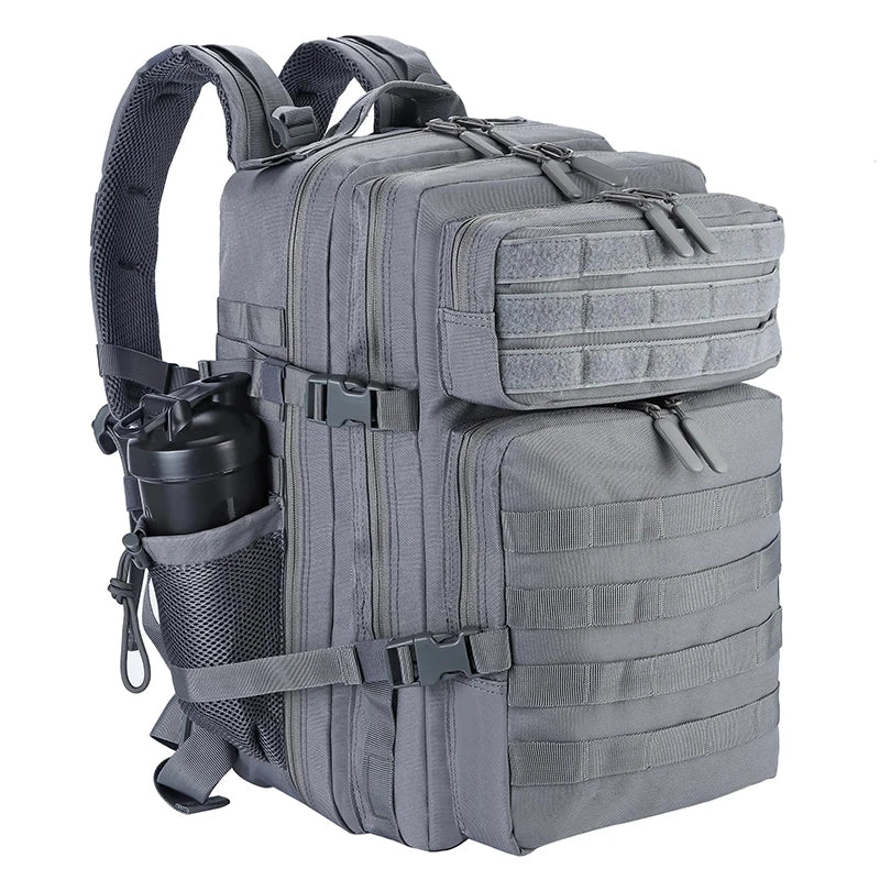 LHI 45L Tactical Backpack for Men and Women Large Athlete Gym Bag Outdoor Sports Hiking Survival Rucksack with Bottle Holder