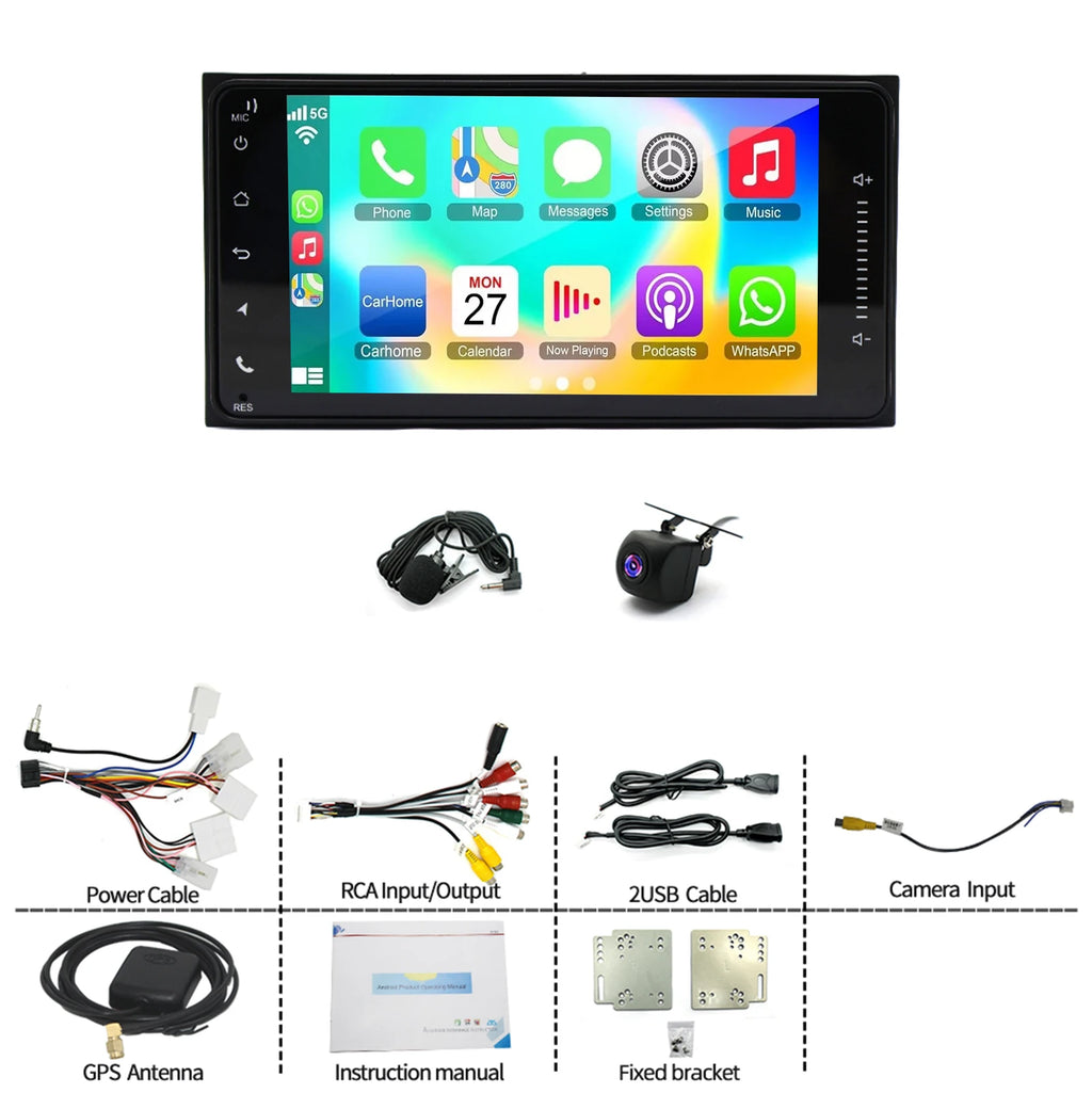 2+32GB Android 13 Car Stereo 7in Car Radio for Toyota 4Runner 2003-2009 with Carplay Android Auto Head Unit with WiFi GPS Bluetooth + AHD Backup Camera/Microphone