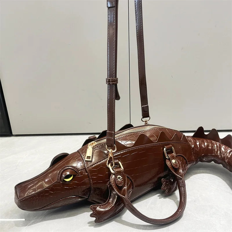 New Trendy Crocodile Shape Handbag for Women, Europe and America Fashion Tote Designer Female Casual Shoulder Crossbody Bag Ins