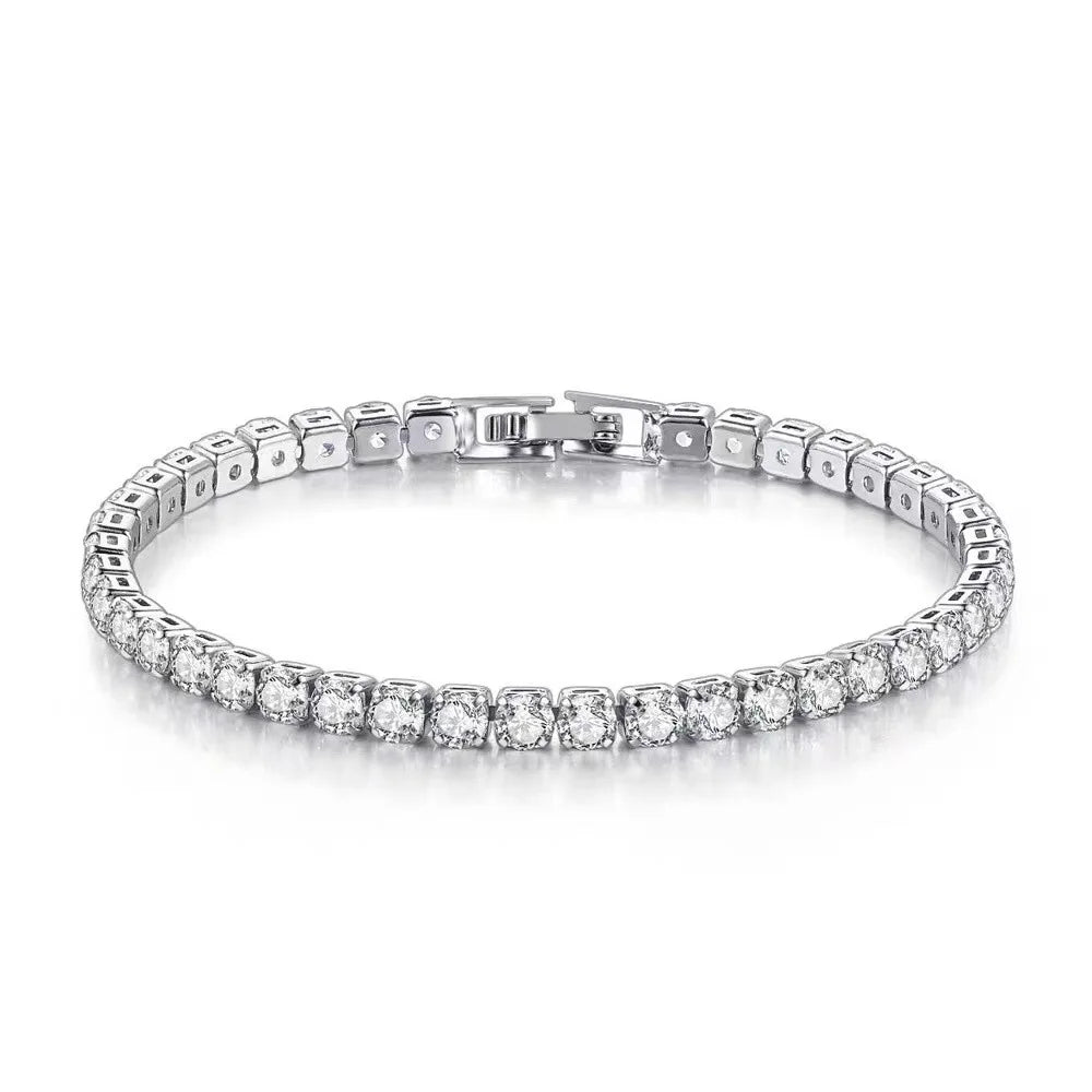 High Quality S925 Silver Platinum Plated Moissanite Bracelet Sparkling Personality Wedding Jewelry Gift Charm Bracelet For Women