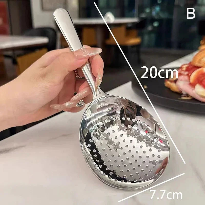 1/2Pc Stainless Steel Ladles for Serving Soup Rice Serving Spoon Drain Hole Heat Insulated Handle Kitchen Utensils for Daily Use