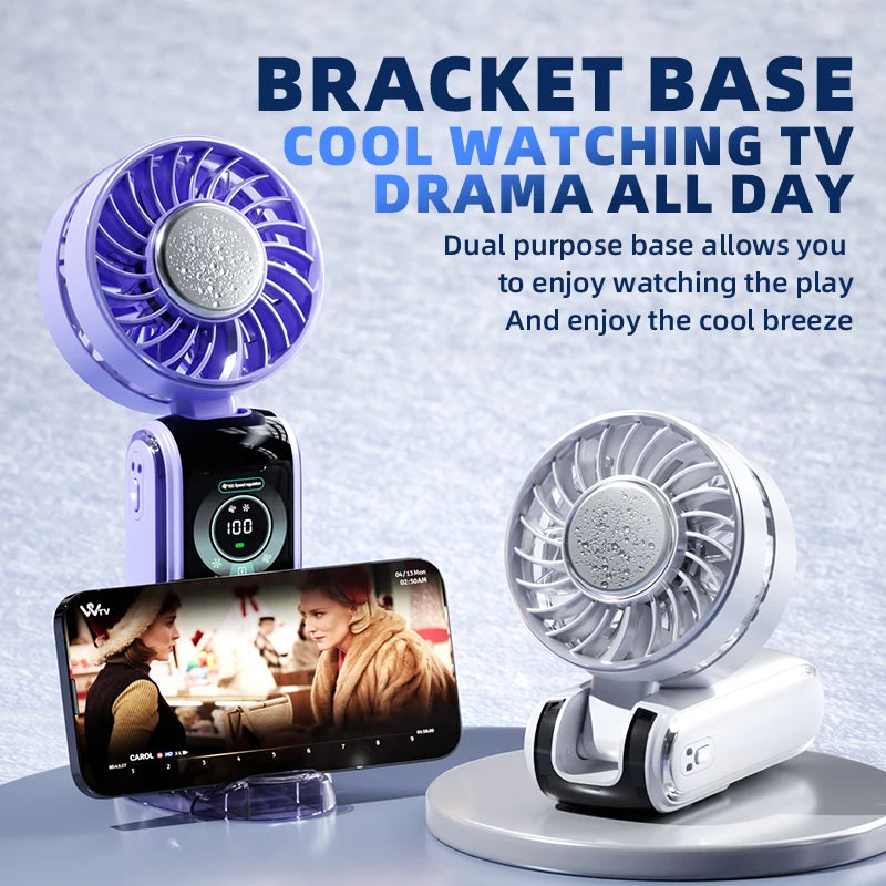 HOMEFISH 2026 new ice pack high-speed fan, semiconductor refrigeration handheld fan, portable charging folding small fan