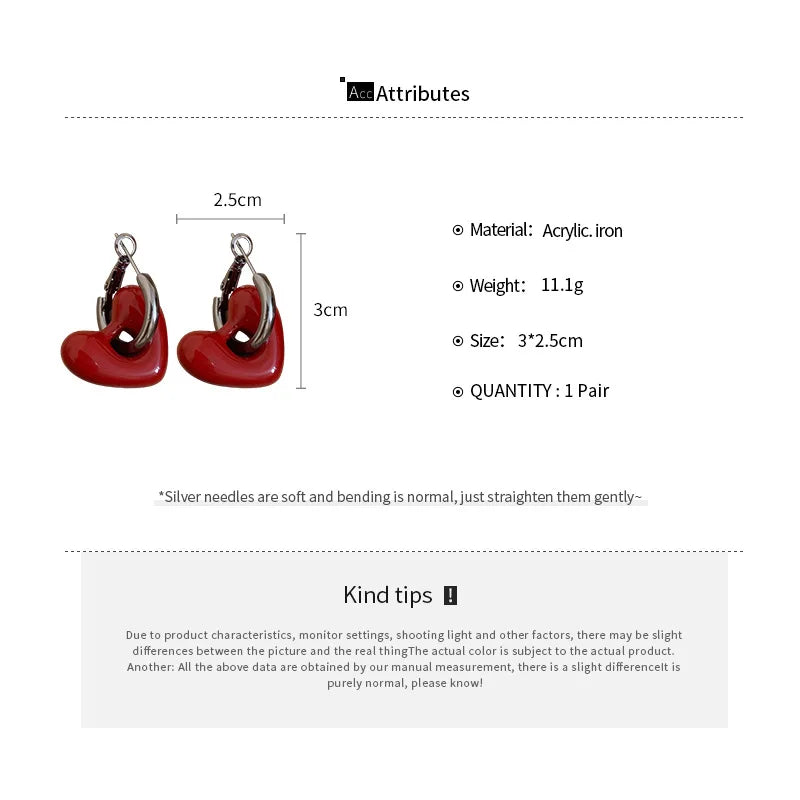 Vintage Personality Dripping Hoop Earrings Heart-shaped Pendant Earrings for Women Party Trendy Charm Jewelry Accessories Gift K