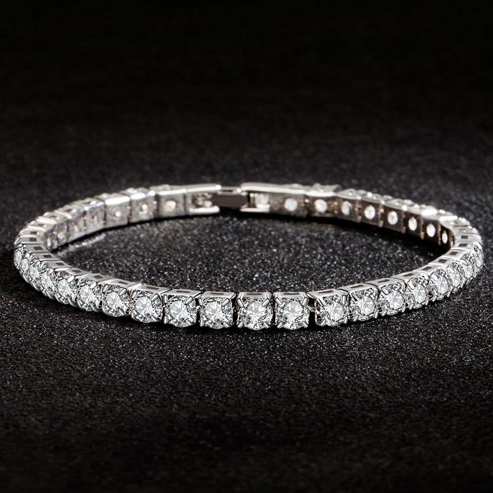 High Quality S925 Silver Platinum Plated Moissanite Bracelet Sparkling Personality Wedding Jewelry Gift Charm Bracelet For Women