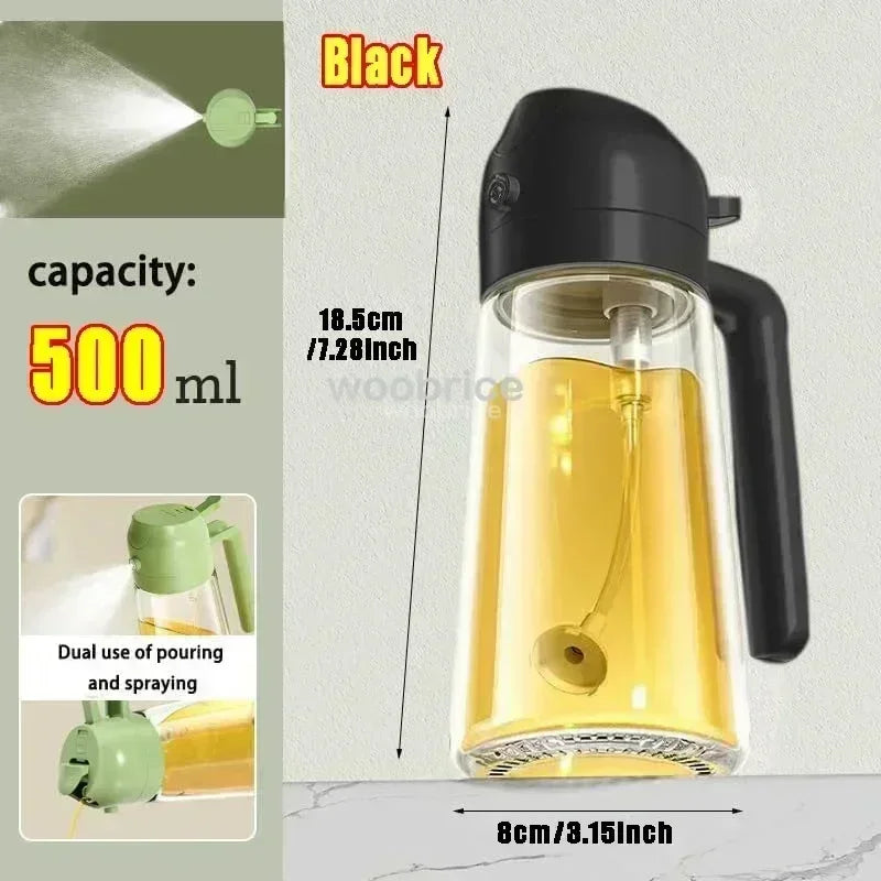 Dual Purpose Glass Oil Bottle Kitchen Spray Oil Sprayer Bottle Kitchen Oils Spray Can Leakproof Oil Spray Bottle Household