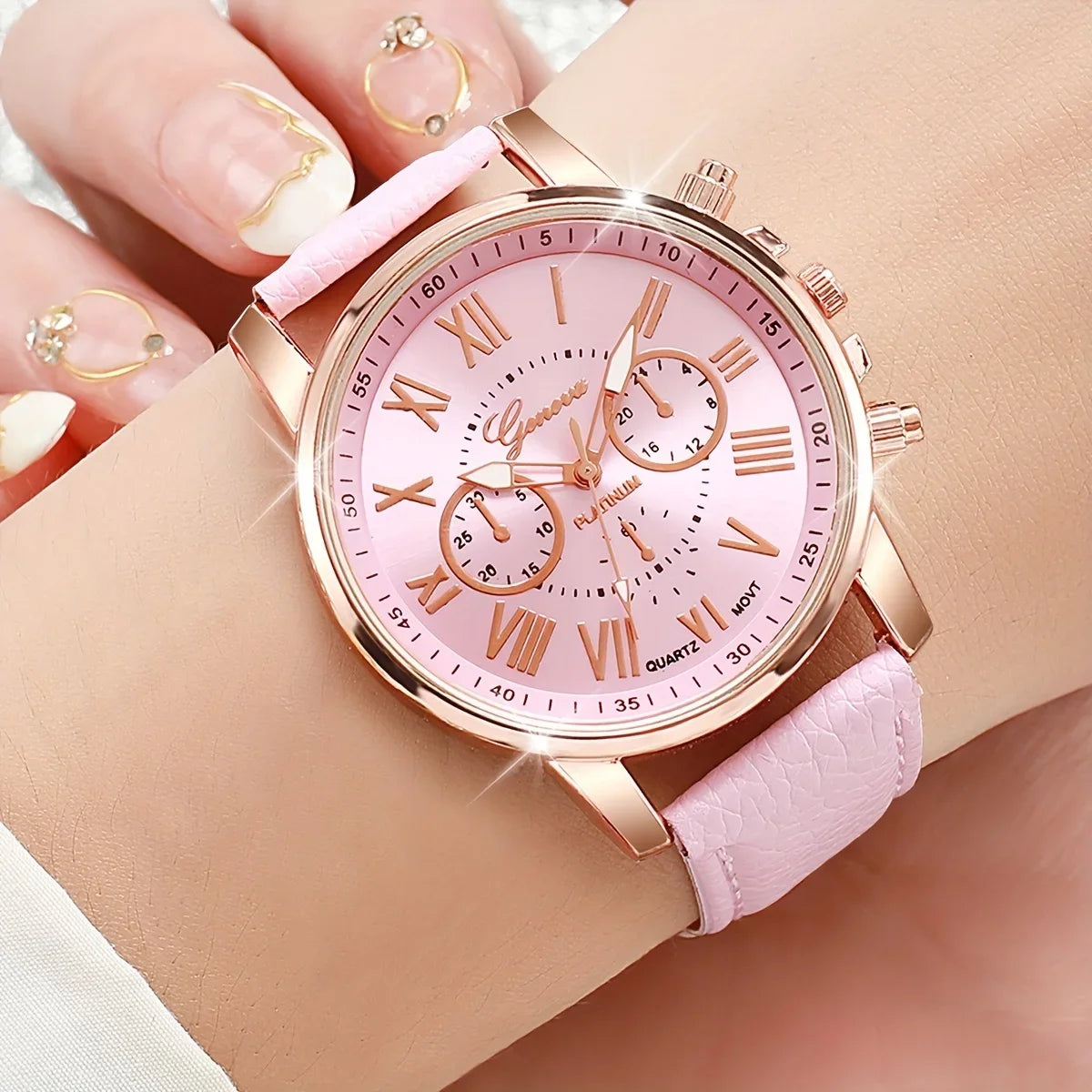 12 piece set of women's fashionable quartz watch - candy colored Roman numerals, casual style, no watch box