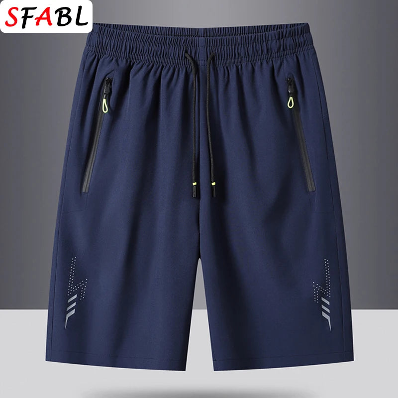 Solid Men's Beach Shorts Sports Short Pants Jogging Running Quick Dry Board Shorts Men Summer Thin Zipper Pockets Loose Bottom