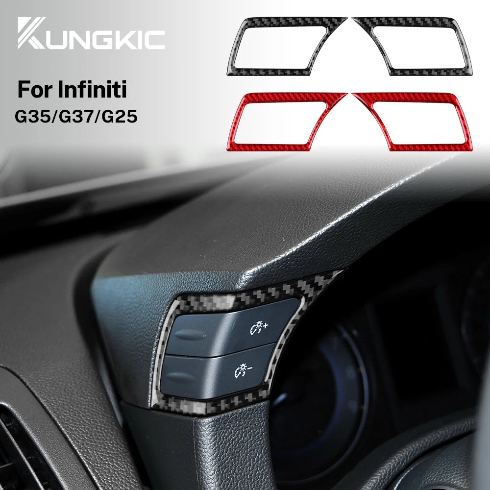 For Infiniti G25 2010-2013 G35 2007 2008 G37 2008-2011 2012 2013 Real Soft Carbon Fiber Car Cruise Control Button Trim Sticker